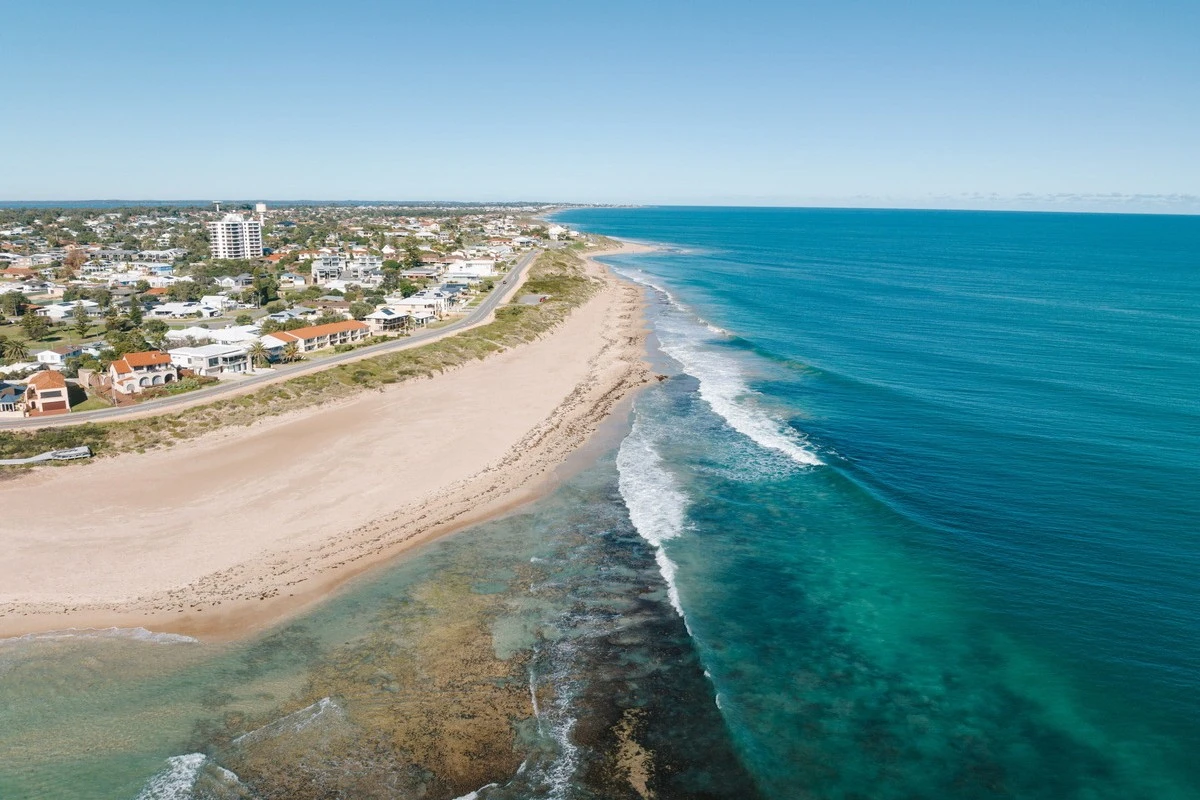 Aerial of Mandurah coastline